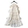 French riviera style sleeveless dress - women's summer korean ruffle trim ladylike cake dress - slimming elegant maxi dress