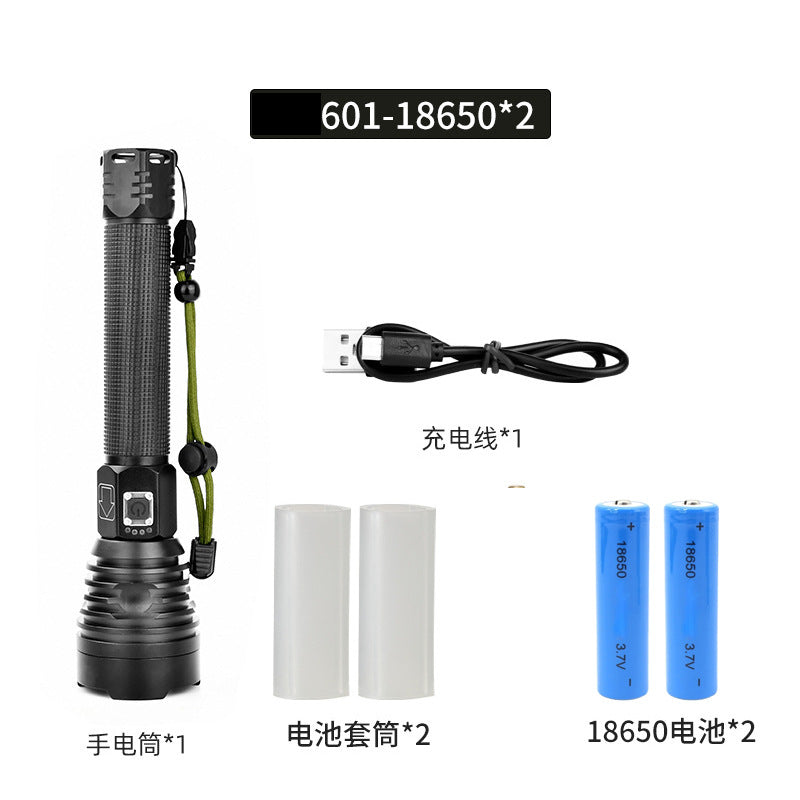 Cross-border P70 strong light flashlight outdoor waterproof USB charging retractable zoom high power LED flashlight