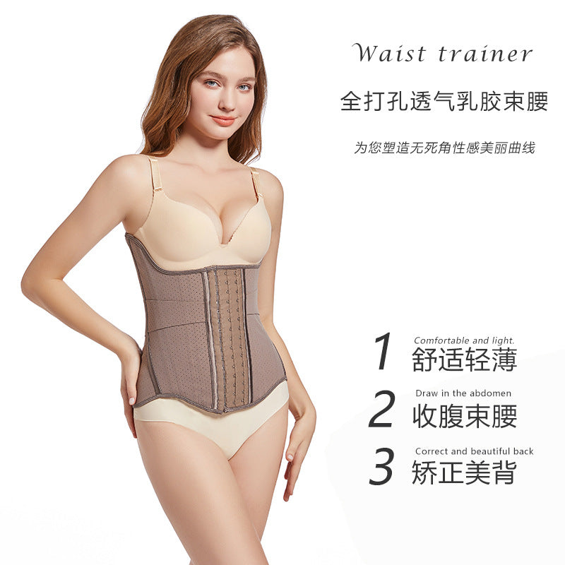 Hourglass goddess [rock gray] latex waist trainer - back support, tummy control, posture correction, slimming shapewear sports waist cincher