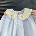 Girls' spring/autumn new arrival blouse - fresh floral print, turn-down collar, baby shirt, stylish and versatile long-sleeve top for girls