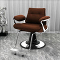 Influencer-approved barber chair - stainless steel, high-end salon chair for perming, dyeing, and cutting. features adjustable height, swivel function, and thickened padding. perfect for professional hair salons
