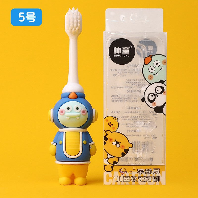 Boxed children's toothbrush cartoon baby cartoon astronaut soft bristle toothbrush 3-12 years old baby oral cleaning