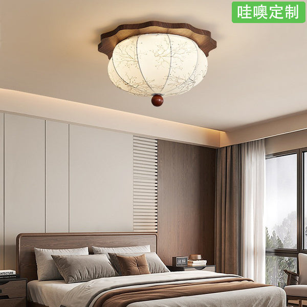 [Wow] French medieval printing fabric warm retro walnut color master bedroom room ceiling light