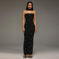 C7625 cross-border   fashion women's elegant rhinestone bodycon bandeau dress