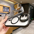 Suitable for iphone 17 magnetic phone case, new little monster hardware frame, glass lens cover, stand, apple 15