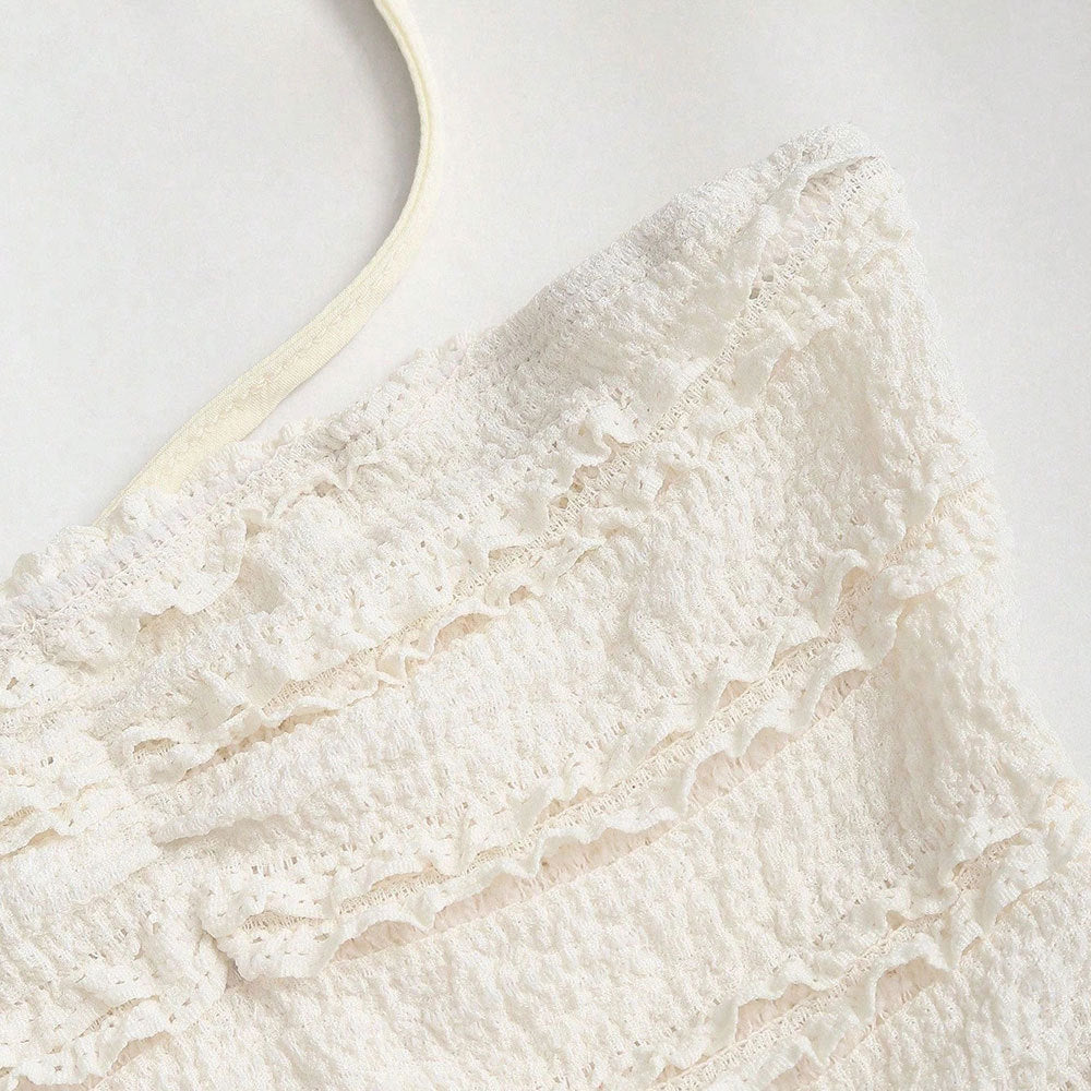 summer new arrival: white dress - sweet, french-inspired, girly, pure & alluring, fairycore, strapless/neck-halter, tiered cake dress
