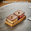 Walnut wood fruit bowl snack storage box - premium glass dried fruit dish - coffee table dessert & candy organizer