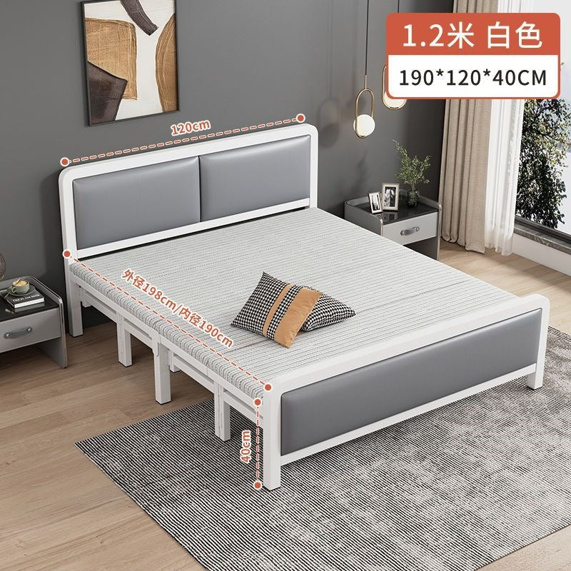 For homefoldable bed iron frame single lunch break rental house portable double bed iron frame simple hard bed economical