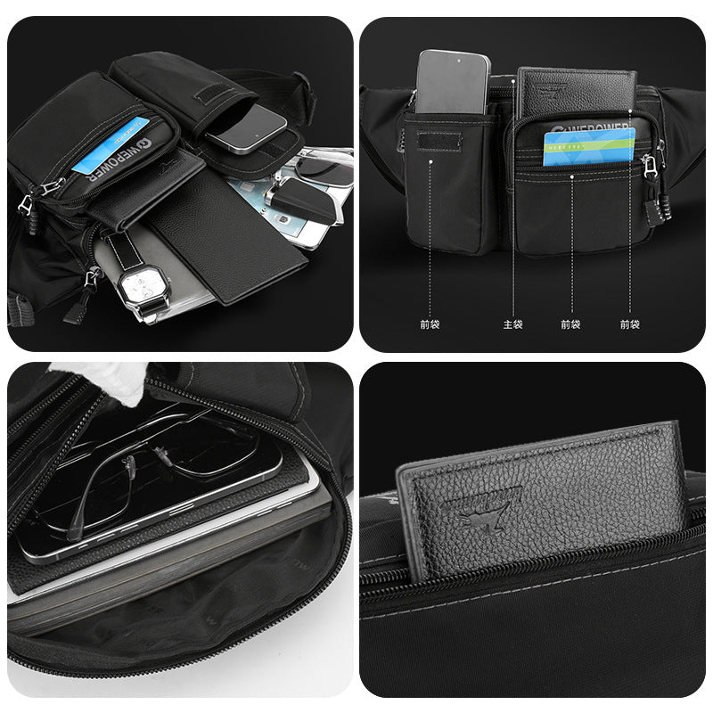 WEPOWER New Men's Functional Wind Fanny Pack Simple and Lightweight Crossbody Shoulder Bag Multi-layer Outdoor Storage Breast Bag