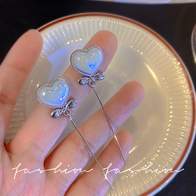 Ins trendy love pearl earrings high-end popular fashion long tassel earrings versatile elegant silver needle wholesale