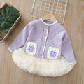Girls' spring two-piece skirt set: princess-style puffy skirt with korean-style knitted cardigan for baby girls