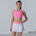 Women's activewear tennis set: customizable short-sleeve two-piece outfit for fitness, yoga, badminton, and outdoor tennis. includes skirt
