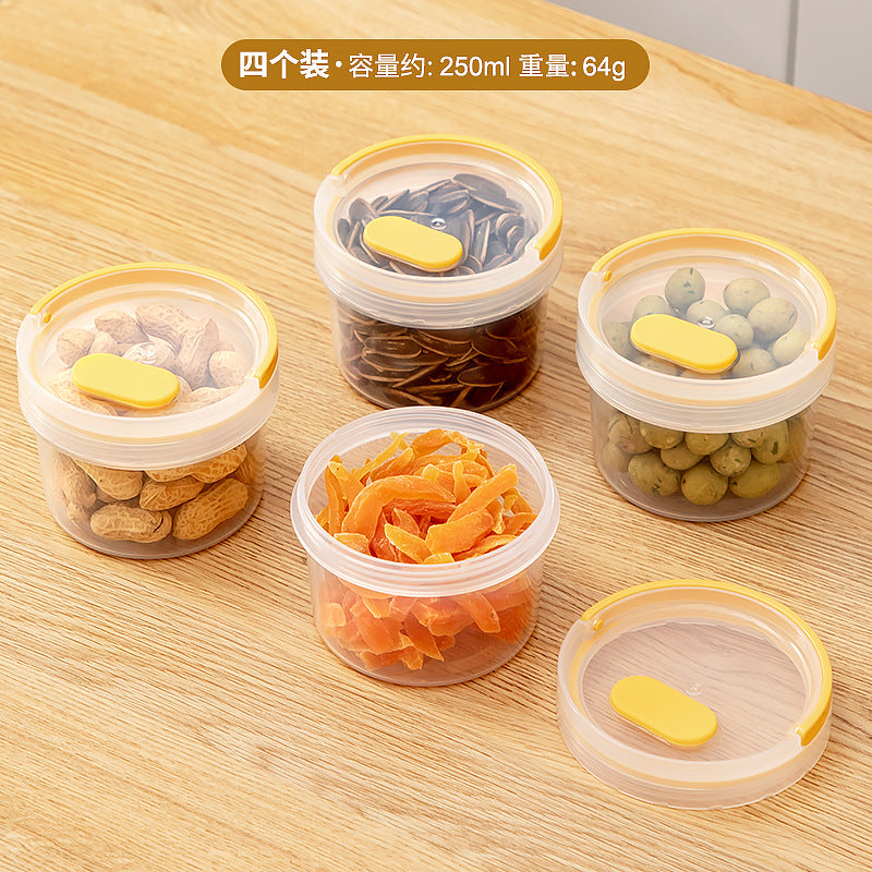 Portable snack storage box Plastic transparent sub-canning, dried fruit and nut storage can Round sealed fresh-keeping box