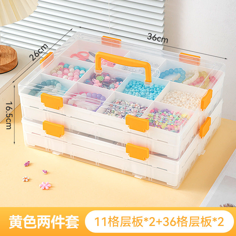 Desktop beaded jewelry storage box Plastic with lid grid classification Multi-layer stackable loose bead bead storage box