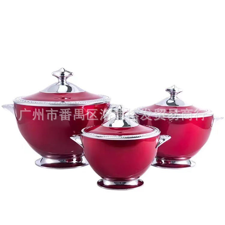 cross-border crown cup thermal insulation box 3-piece set 1.2l, 1.8l, 3.2l food warmer