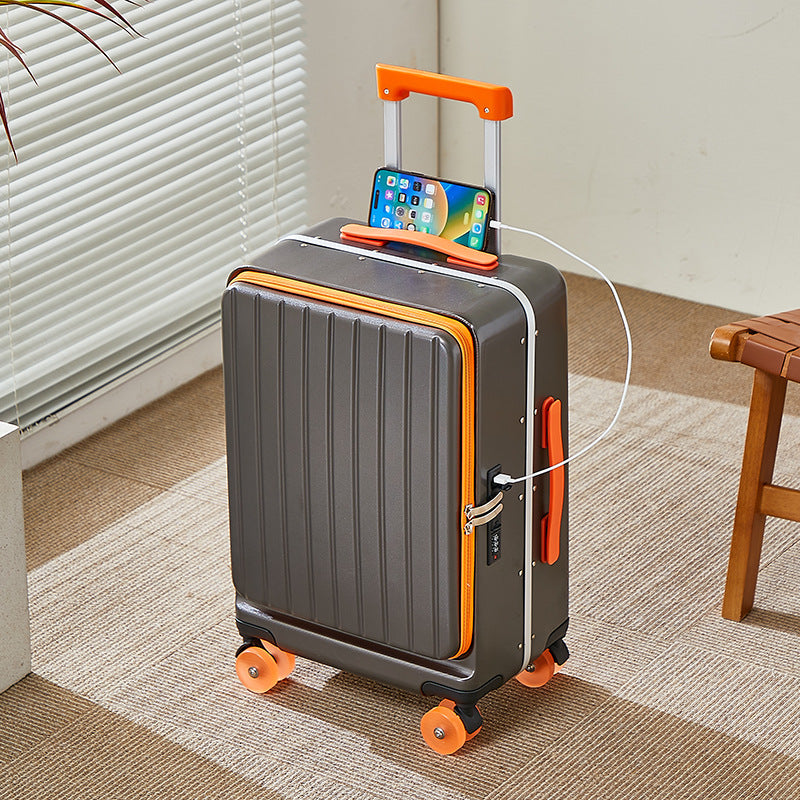 Side opening lid is convenient and durable, password, student multi-functional luggage, universal wheel trolley case, boarding suitcase, minimalist