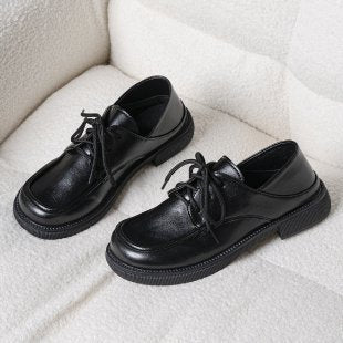 plus sizethick soletie back loafers for women spring & fallnew arrivaltie backjkflats black british small leather shoes