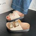 platform slides for women, summer outdoor wear, 2025 new birkenstock style, retro height increasing non-slip sandals, women's export