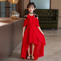 Girls' summer dress  new style: kids' off-shoulder chic chiffon dress, cool summer princess dress for mid-to-large children