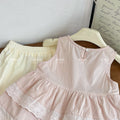 Girls' summer new style outfit: chic sleeveless babydoll top and trendy wide-leg casual pants two-piece set