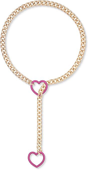 2024 new cross-border multi-color heart & o-ring adjustable punk cuban long necklace - couple's style