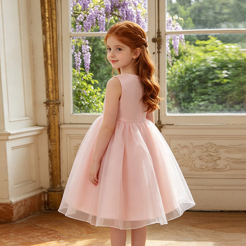 Girls' tulle first birthday wedding dress princess gown floral little girl baby wedding party dress