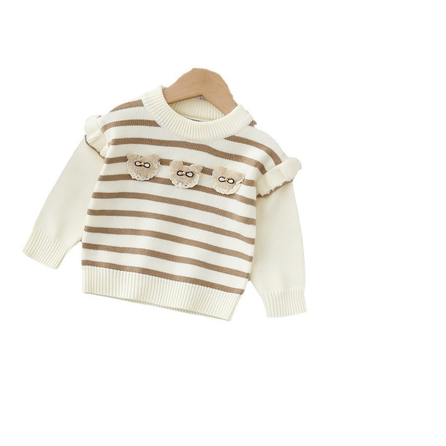 Girls' knitted sweater two-piece set -  autumn/winter new collection - baby girl cartoon rabbit crewneck pullover outfit