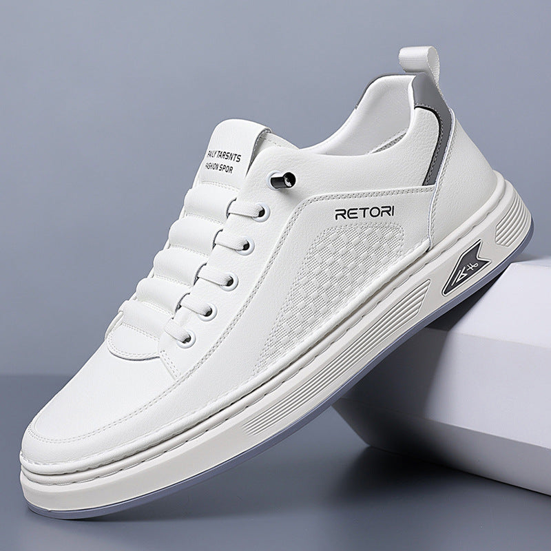 2026 spring new breathable casual men's leather shoes, ultra-light slip-on sneakers, retro new chinese style white shoes for men