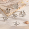 Wholesale starfish ring set - european and american cross-border fashion, trendy floral couple rings, unique high-end niche style rings for women