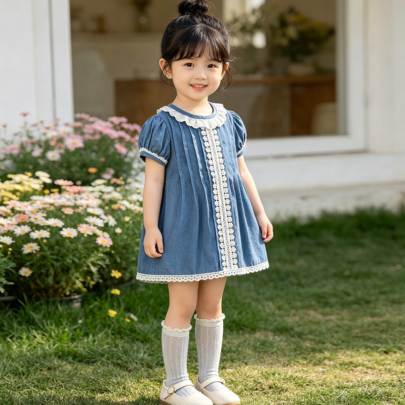Summer girls' dresses  new korean style baby princess dress thin lace girl's dress summer outfit