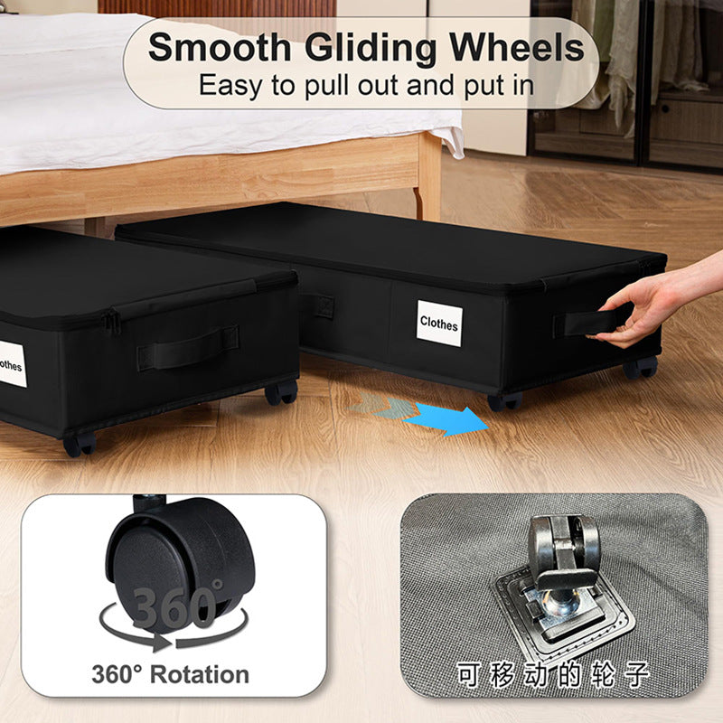 Cross-border hot-selling new storage box Oxford cloth with wheels, under-bed storage box, bedroom shoe storage box foldable