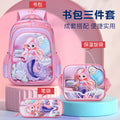New arrival concave and convex leather primary school student pull rod school bag for grades 3 to 6 kids cartoon three-piece set backpack in stock