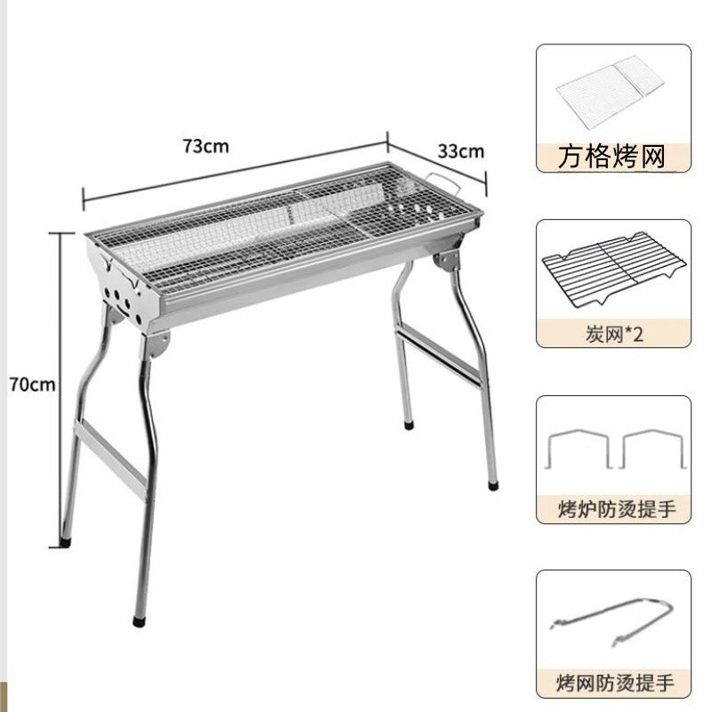 Portable folding bbq grill for outdoor use - home charcoal grill, camping bbq, mini charcoal stove