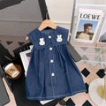 Girls' denim embroidered cartoon tank dress - spring/summer  new collection - wholesale & dropshipping available