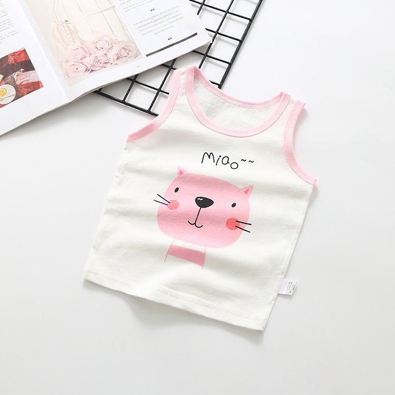 Boys' undershirts, baby hurdle-proof cotton tank tops, summer pajamas, unisex kids' loungewear, sleeveless undershirts
