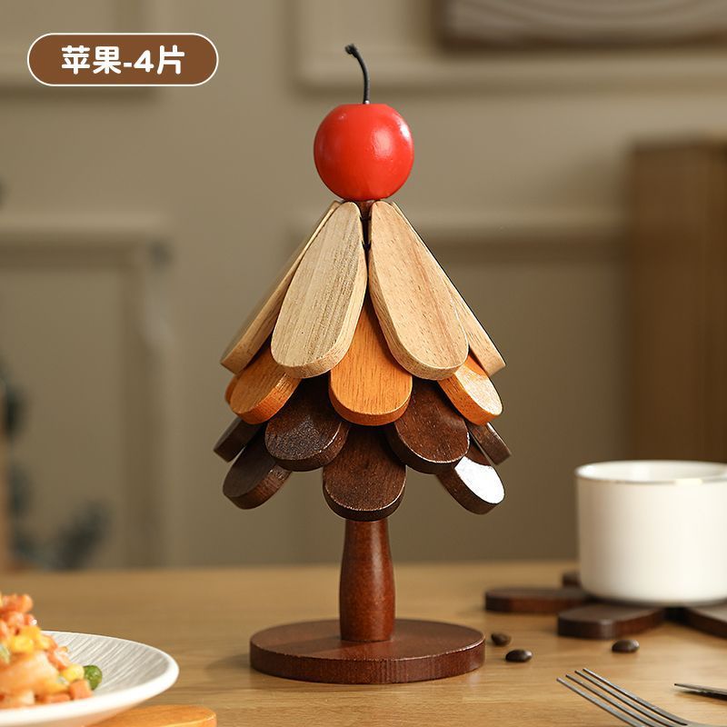 Classy christmas tree insulation mat dining table decoration creative a tree solid wood oven mitts pot holder christmas gift
