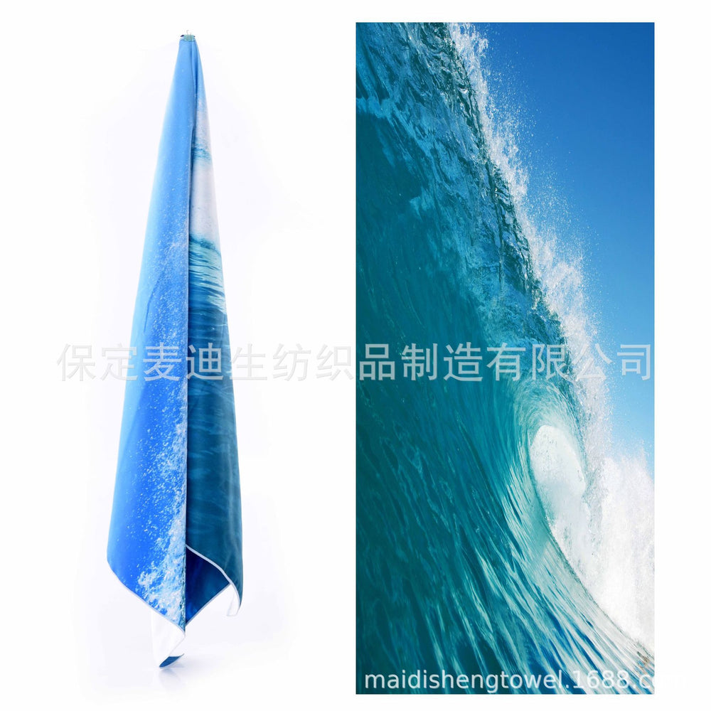 Factory wholesale full-page printed sand-free beach towel, soft, absorbent, quick-drying, mesh bag packaging, advertising cheerleading bath towel
