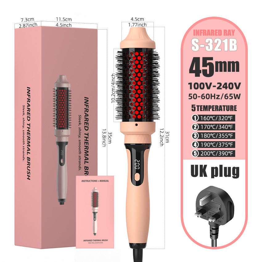 Cross-border curling iron 45mm multi-functional straight hair comb curling iron 2-in-1 straight roll dual-purpose infrared electric comb