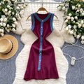 Classy sense of niche fashion denim patchwork sleeveless dress women's summer waist silmknitting skirt vest short skirt