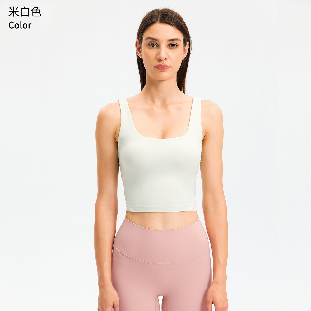 Dianqian new arrival u-shaped back yoga vest with chest pad comfortable naked sports intimates women's bra fashiondw120
