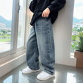 New boys' jeans: spring/autumn wide-leg, straight-leg trousers for kids, stylish boys' clothing, casual pants for teenagers