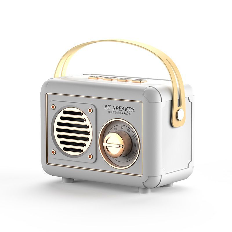New retro bluetooth speaker - super loud volume, small home audio system with 9d surround sound, deep bass, and card slot - nostalgic sound