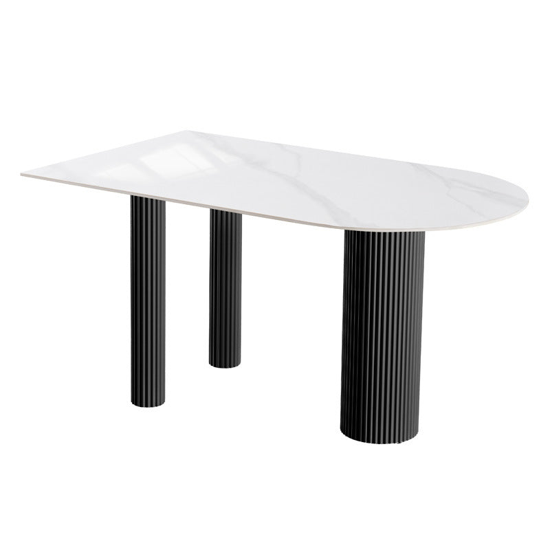 Source factory manufacturer wholesale rock slab dining table island small apartment all-in-one simple for home cream style dining table