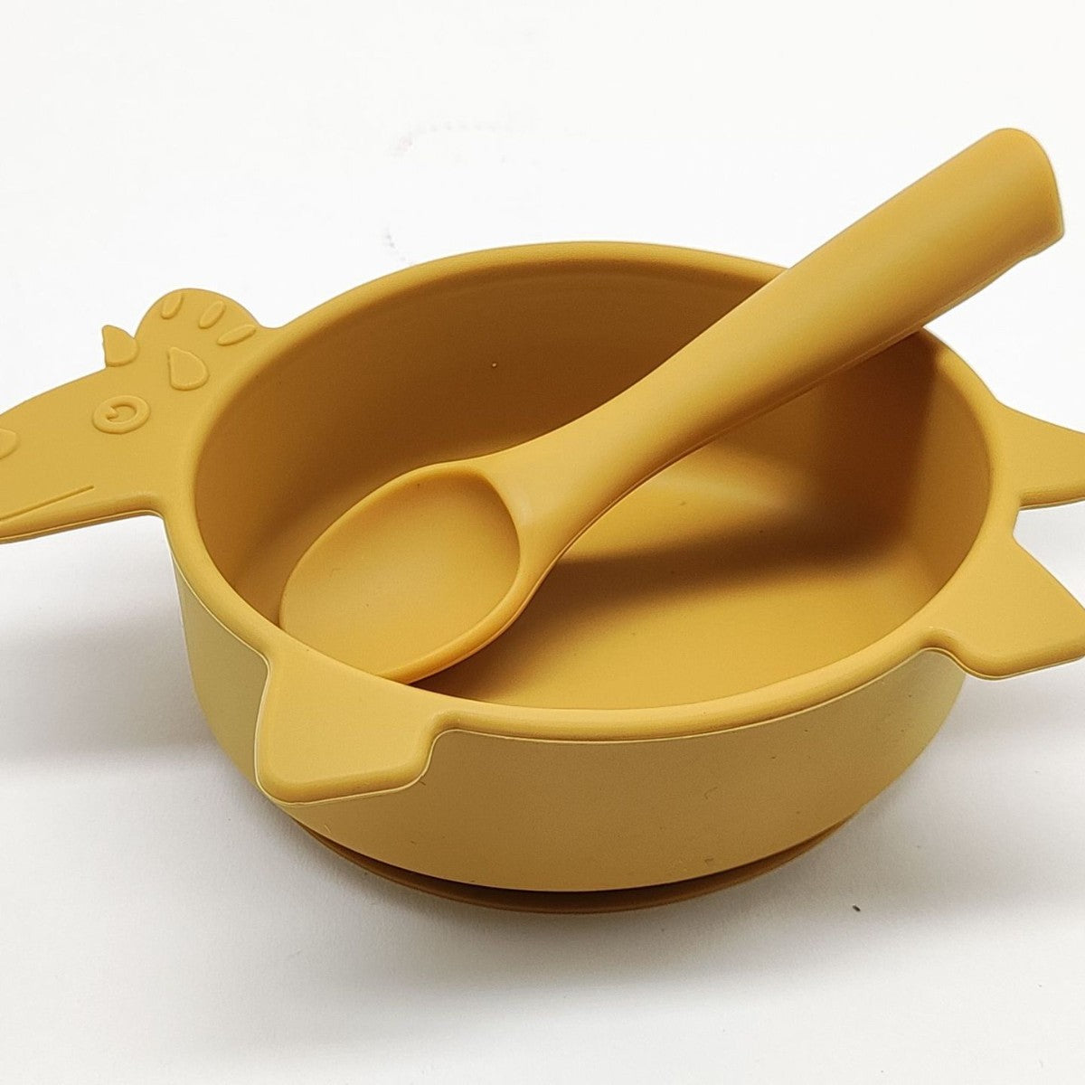 Cross-border hot-selling silicone dinosaur bowls and spoons, Mengqu non-slip tableware two-piece set, baby complementary food silicone bowls and spoons wholesale