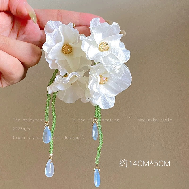 Dopamine dressing colorful floral earrings - stunning beach vacation style dangle earrings - green statement earrings wholesale