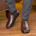 [real soft leather] men's 2024 new arrival easiest for match men's shoes casual middle-aged and elderly leather shoes plaid dad's bean shoes