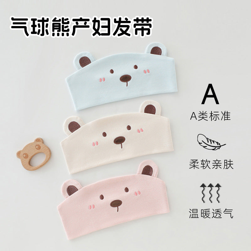 Processing personalized oem factory direct sales windproof confinement hairband postpartum air-conditioned room breathable not stuffy balloon bear embroidery