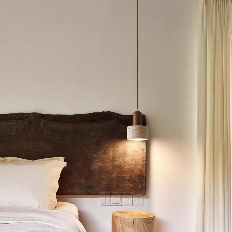 Yellow travertine bedroom bedside chandelier Japanese wabi-sabi retro restaurant chandelier designer homestay restaurant chandelier