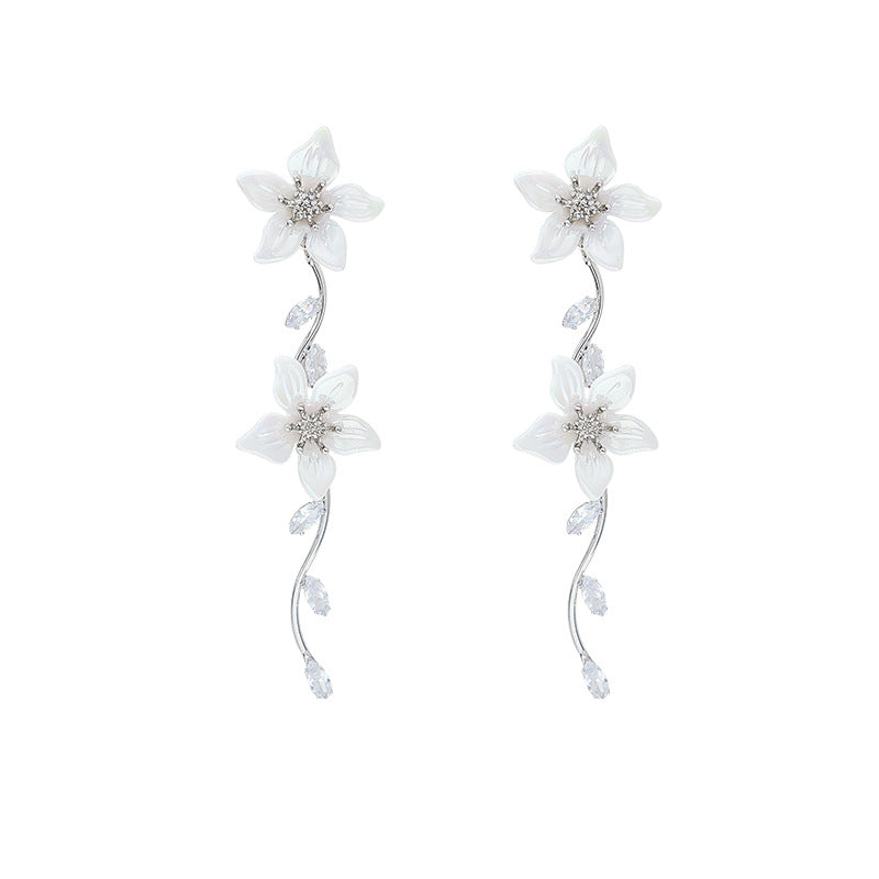 French chic zircon tassel flower stud earrings - perfect for summer getaways, beach photoshoots, and adding a touch of glam to your look
