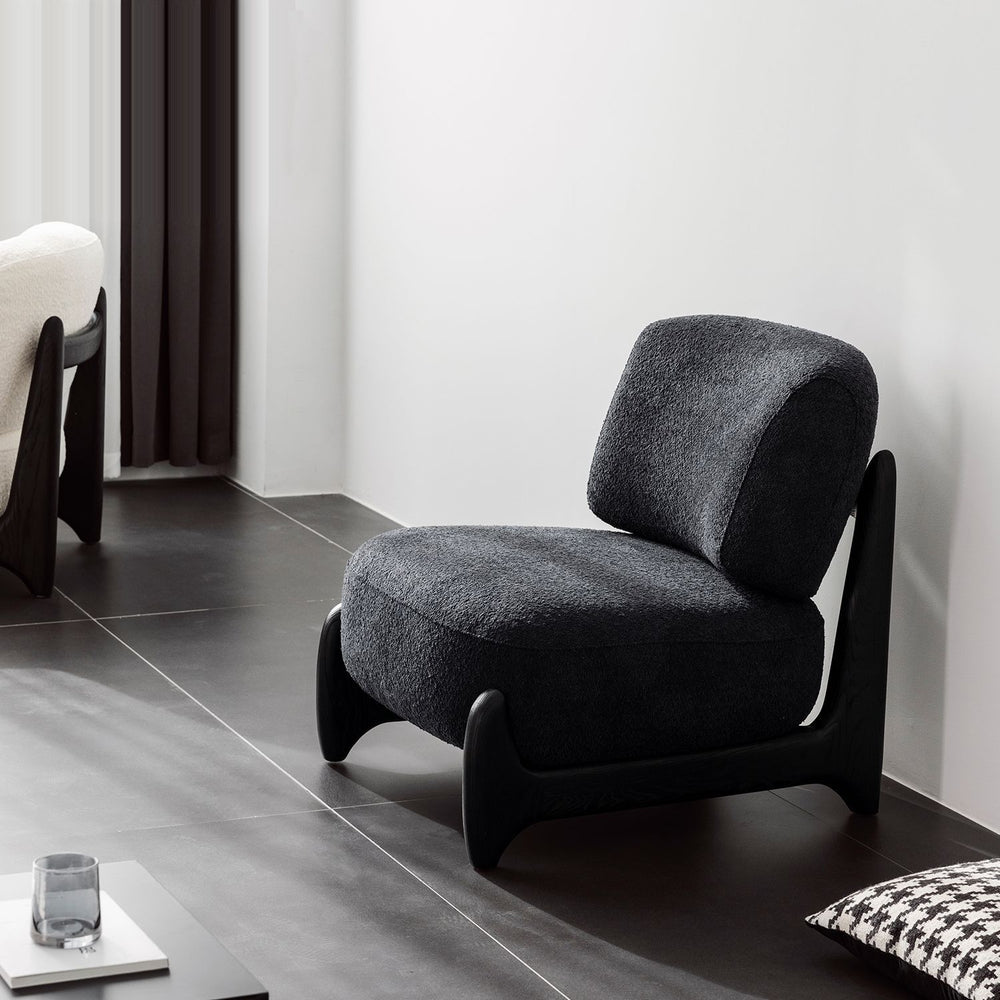Solid wood cashmere sofa small apartment balcony wabi-sabi style leisure chair popular single lounge chair casual style electric